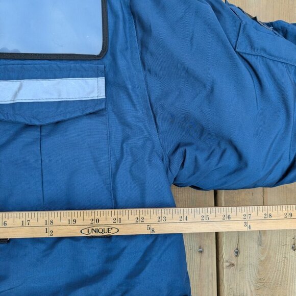 Vintage Snow Goose Parka Jacket Men's M Blue Retro Faux Fur Trim Hood Model 8501 - Picture 6 of 11